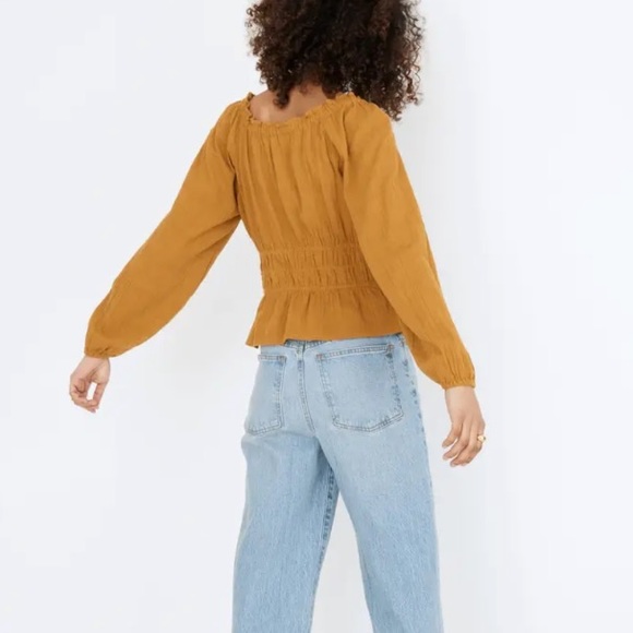 NWT Madewell Sophia Textured Plaid Cotton Gold Top Medium - Picture 5 of 11